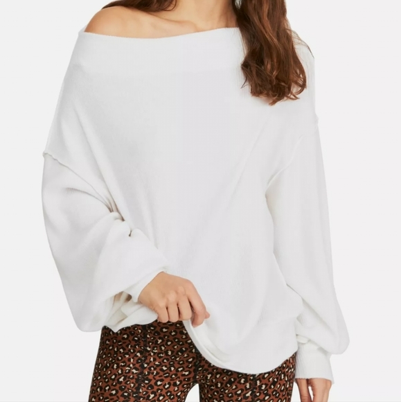 Free People White Main Squeeze Hacci Shirt S/M NWT - Picture 3 of 9